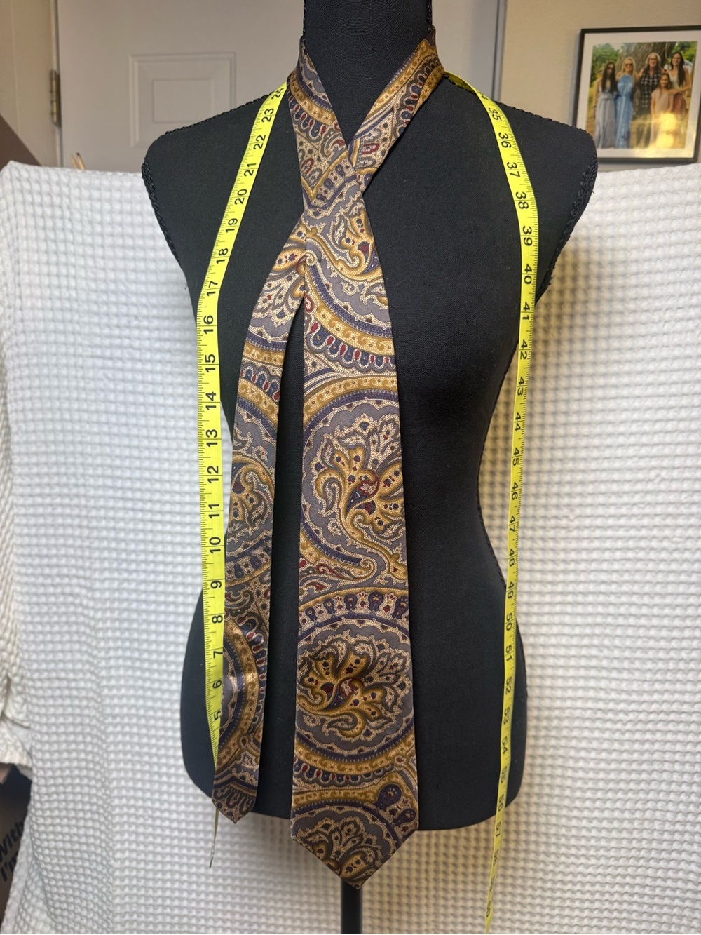 Stafford Paisley Silk-Effect Tie in Brown, Gold and Navy